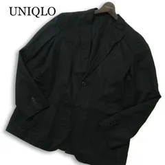 UNIQLO ユニクロ 春夏 麻 リネン★ テーラード ジャケット Sz.XL メンズ 黒 大きいサイズ