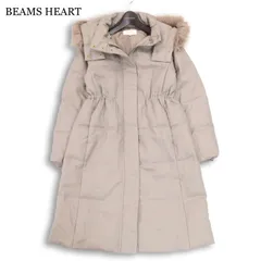 BEAMS HEART ビームス ハート 秋冬 フェイクファー★ ダウン フーディー ジップ コート Sz.S レディース ベージュ