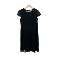 23区(ニジュウサンク) ワンピース サイズ40 M レディース - ダークネイビー×黒 クルーネック/半袖/ひざ丈/レース