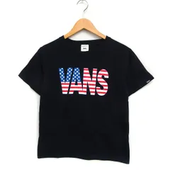 バンズ VANS ロゴプリント Tシャツ カットソー 半袖 丸首 コットン 綿 M ブラック 黒 /FT40