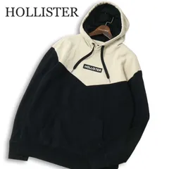 HOLLISTER ホリスター 秋冬 ロゴ刺繍★ バイカラー 裏起毛 スウェット プルオーバー パーカー Sz.M メンズ