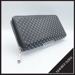 ✱NUMBER (N)INE（ナンバーナイン）✱ 長財布 ラウンドファスナー スタッズ レザー 本革 ブラック 黒 メンズ ロングウォレット ブランド ロゴ 金具 美品 ギフト ロック ストリート パンク 希少 パンチングデザイン ジップウォレット