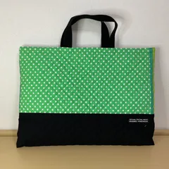 入園入学　りんりんのハンドメイド　レッスンバッグ　通園バッグ　絵本袋　キルティング　ドット　緑