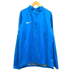 ナイキ NIKE トレーニングウェア ドリルトップ 888396-481 ハーフジップ ロゴ プリント 長袖 L 青 ブルー