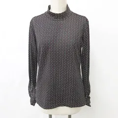 ティゴラ TIGORA ゴルフ シャツ ハイネック 長袖 総柄 ドット柄 プリント ロゴ 黒 白 赤 ブラック ホワイト レッド M