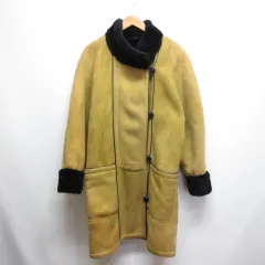 ペプコ PEPKO リアルムートン コート ジャケット 本革 レザー 裏ボア F 黄 イエロー