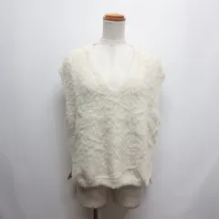 ガリャルダガランテ GALLARDAGALANTE 美品 フェイクファー 切替え ニット ベスト F ベージュ Vネック