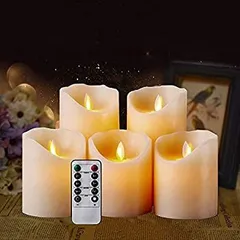 【中古-非常に良い】5点セット LED キャンドル ろうそく キャンドルライト 揺らぐ炎 リアル感 自動消灯タイマー 専用リモコン付き 癒しの灯り 飾りライト