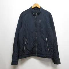 エイチ&エム H&M 中綿 キルティング ジップ ジャケット ブルゾン M 濃紺 ネイビー 裏地付き