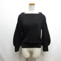 ロペ ROPE ボリュームスリーブ ニット プルオーバー 38 黒 ブラック 長袖 ウール混 ボートネック