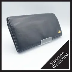 ✱Vivienne Westwood（ヴィヴィアンウエストウッド）✱ 長財布 オーブ ゴールドロゴ ブラック 黒 レザー 本革 二つ折り ロングウォレット フラップ レディース メンズ ユニセックス スリム スタイリッシュ シンプル 付属品あり 上品 高級感