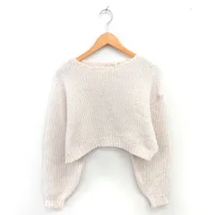 エムズエキサイト EMSEXCITE ニット セーター クロップド ボートネック 長袖 F ライトベージュ 薄茶 /TT