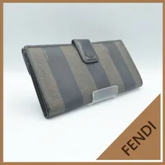 ✱FENDI（フェンディ）✱ 長財布 ペカン柄 市松模様 FFロゴ ストライプ 二つ折り財布 ブラック ブラウン 黒 茶 キャンバス レザー 本革 ヴィンテージ オールド アンティーク レディース メンズ ユニセックス カード入れ 小銭入れ 札入れ 上品