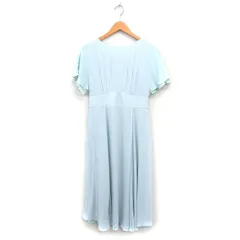 デビュー ド フィオレ Debut de Fiore シフォン フレア ワンピース 半袖 ロング バックプリーツ レース 無地 38 ライトブルー /FT17