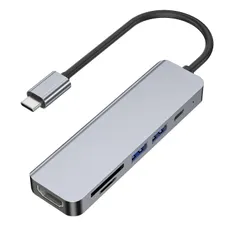 USB-C ハブ 6-in-1「4K HDMI映像出力＋PD 100W 急速充電＋USB3.0高速データ転送+SD&TFカードスロット搭載」HDMI Type C アダプタ 在宅勤務 設定不要 MacBook Pro/Air、iPad Pro、iMa ...
