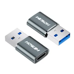 HOWJIM USB Type-C 変換アダプタ 2個セット Type C (メス) to USB 3.0 (オス) 変換アダプタ QC3.0急速充電 5Gbps高速データ転送 OTG対応 アルミ合金外装 ノートパソコン/Pad Pro/Phone  ...