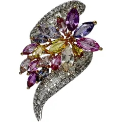 15.5号 マルチカラーサファイア 4.50ct ダイヤモンド 1.50ct リング・指輪 K18WGホワイトゴールド 18金  9.4g レディース 【中古】【真子質店】【NN】