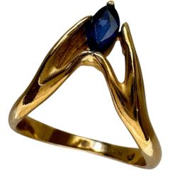 10号 【Carrera y Carrera/カレライカレラ】手/ハンドデザイン サファイア  リング・指輪 K18ゴールド 18金  4.5g レディース 【中古】【真子質店】【BL】