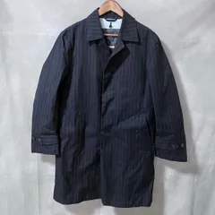 SHIPS tailoring style シップス DiAPLEX 高機能生地 ダウンライナー付き ゴム引き ステンカラー コート size.L ネイビー ストライプ 2WAYのサムネイル