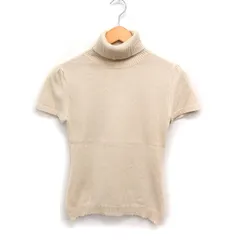 プライベートレーベル Private label タートルネック ニット セーター 半袖 無地 アンゴラ混 M ライトベージュ /FT29