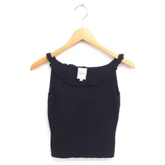 シビラ SYBILLA タンクトップ キャミソール レース 綿 コットン ノースリーブ M 黒 ブラック /TT22