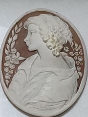 作家サイン Raffaele】シェルカメオ ルース 貴婦人 横顔 彫刻 美品