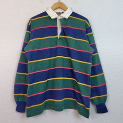90s BARBARIAN バーバリアン ラガーシャツ ボーダー マルチカラー XLサイズ メンズ 古着 アメカジ ストリート