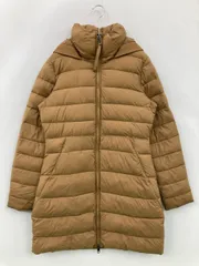 TOMMY HILFIGER ダウンジャケット/コート S ブラウン ナイロン 無地 ミドル丈 フードあり ジップアップ