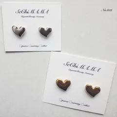 No.852 ハートピアス　ステンレス　ゴールド/シルバー