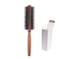 【人気商品】ロールブラシ ブローブラシ 豚毛 カールブラシ メンズ レディース ブロー用ヘアブラシ 天然毛ブラシ 静電気防止 天然木 直紋様 M