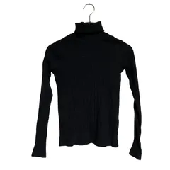 C423 ZARA ザラ ニット セーター 長袖 ハイネック ブラック 黒 レディース 164