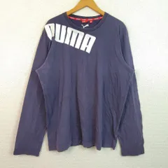PUMA プーマ 長袖 Tシャツ ロゴプリント デカロゴ ネイビー XLサイズ メンズ 古着 スポーツMIX ストリート