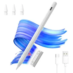 2026最新 iPad ペンシル (2018年-2025年の専用タッチペン)、多機能ボタン、傾き感知機能＆パームリジェクション機能、 ペン極細、タッチペンiPad (第11/10/9/8/7/6世代),Air (第7/6/5/4/世代), Pro 1 ...