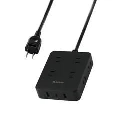 エレコム 電源タップ USB付き 20W PD対応 Type-C×1 USB-A×2 ACプラグ×8 1.5m 雷ガード ホコリ防止シャッター ブラック ECT-44-8A2C15BK