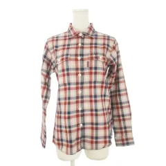 モンベル Montbell ウールシャツ アウトドアウエア M 赤 レッド チェック柄 長袖 襟付き /CK36 ■GY61