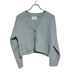 C423 ZARA ザラ ニット カーディガン 長袖 Vネック ブルー シンプル カジュアル レディース 164