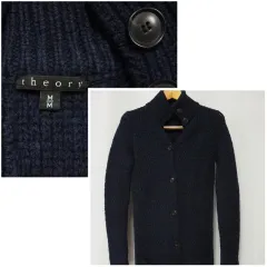 セオリー ネイビー ニット カーディガン ロング丈 レディース Mサイズ