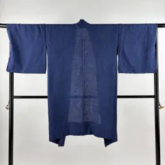 【美品】 羽織 身丈103cm 裄丈68cm L 地紋 紺色 正絹 逸品 【中古】