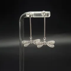 SWAROVSKI スワロフスキー ピアス パヴェ トンボ バタフライ 蝶 クリスタル ラインストーン シルバーカラー 2way 存在感 普段使い ギフト プレゼント 贈り物