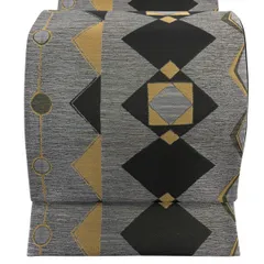 【美品】 袋帯 秀品 幾何学模様 金糸 青灰色 六通 正絹 【中古】