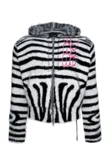 PCCVISION｜ZEBRA PRINT FAUX FUR HOODIE
