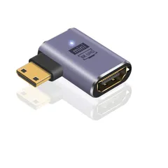 Poyiccot HDMI ミニHDMI変換アダプタ L字、8K Mini HDMI2.1 変換アダプタ48Gbps 超高速 HDMI2.1 規格 オス-メス変換アダプタ対応3D, 8K@60hz, 4K, 2160P, 1080Pなどに, (左向き)