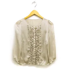 アナイ ANAYI フリル シャツ ブラウス ノーカラー 透け感 比翼仕立て 七分袖 38 ベージュ /NT33