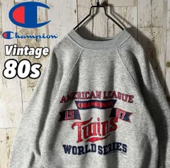 希少 USA製 チャンピオン 80'sヴィンテージタグ スウェットシャツ Champion  sweatshirt グレー Ｌ  メジャーリーグワールドシリーズツインズ優勝記念