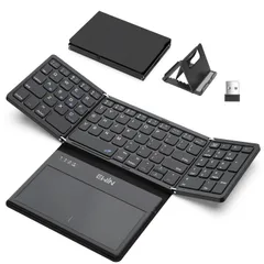 キーボード ワイヤレス 折り畳み bluetoothとusb無線両対応 EWiN 大きいトラックパッドとテンキー付き フルサイズ ブルートゥース keyboard 4台までのデバイスと接続可能 ios mac win android対応 英語配列 ア ...