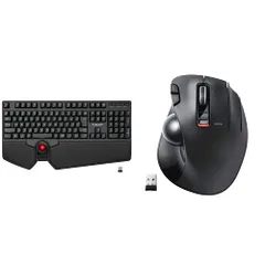 【セット買い】エレコム トラックボール付キーボード ワイヤレス (レシーバー付属) プレミアムメンブレン キー割り当て リストレスト ブラック TK-TB01DMBK & マウス ワイヤレス (レシーバー付属) トラックボール 6ボタン ブラック M ...