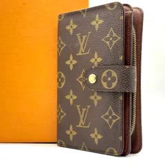 【迷わず使える安心設計】　LOUIS VUITTON　二つ折り財布 モノグラム ポルトパピエジップ ラウンドファスナー M61207　ブラウン