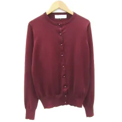 ルシェルブルー LE CIEL BLEU カーディガン ミドル丈 38 M ボルドー /YM12
