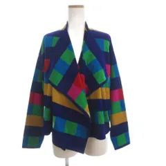 エスカーダ ESCADA カーディガン ニット ボタンレス ウール 総柄 マルチカラー 38 ■OOM