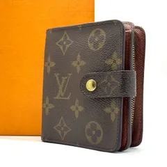 小さくても、頼れる✨　LOUIS VUITTON　二つ折り財布 モノグラム コンパクトジップ ラウンドファスナー コンパクトウォレット　ブラウン
